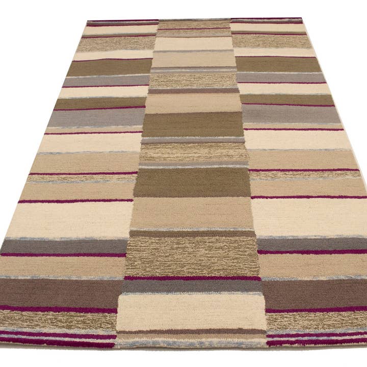 Veelkleurig gestreept 5X8 modern vloerkleed voor wholesale door Magic Rugs Inc.