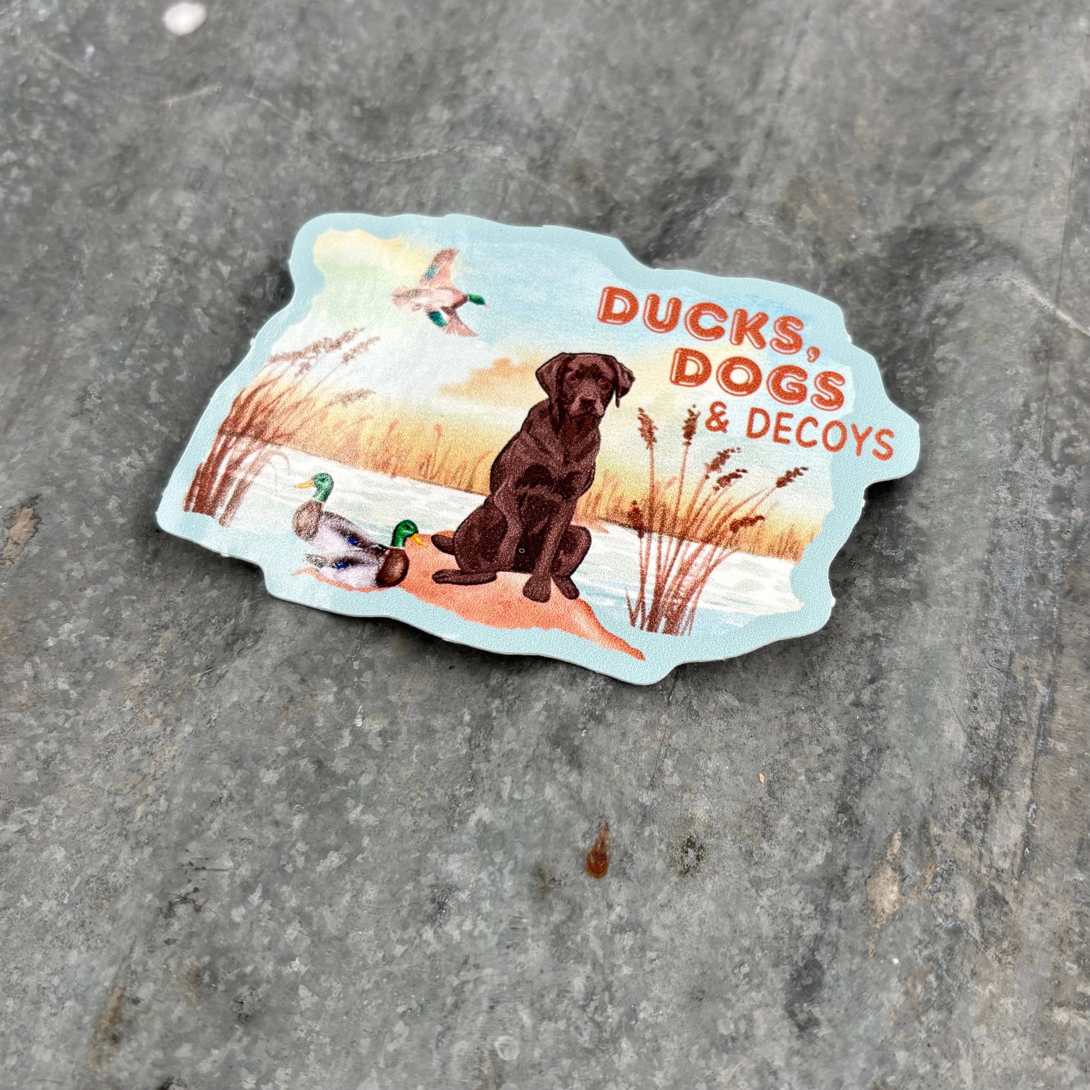 Sage & Soil - Wholesale Sticker - Ducks, Dogs and Decoys Hunting Vinyl Die-Cut Sticker1