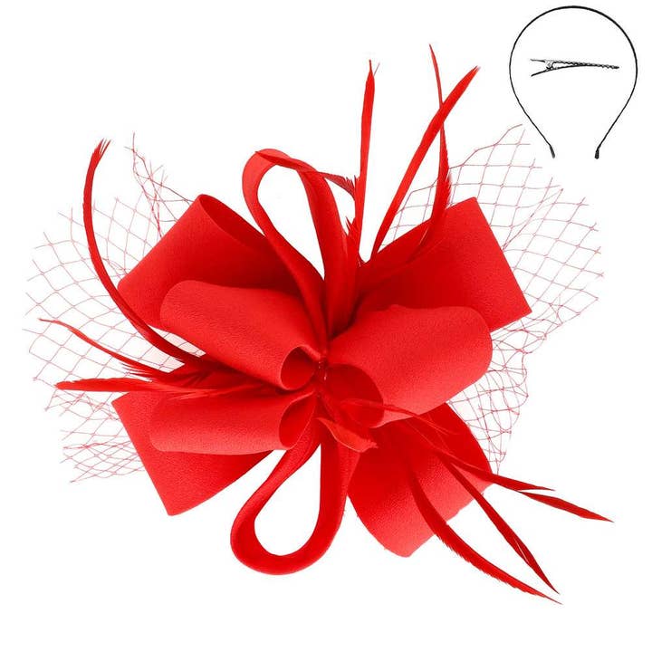 anbfashion - Wholesale Fascinator hat – Women's - Feathered Loopy Bow Sinamay Fascinator H2937FU3