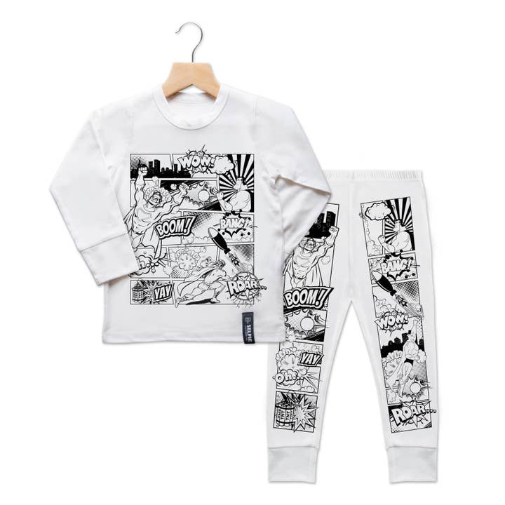 Selfie Craft Co – wholesale Sleepwear set – Kids – Superhero Comic Colour In Pyjamas (NOT AVAILABLE IN USA)3