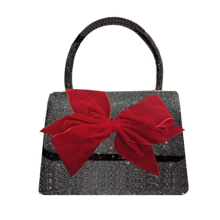 Peachy Pendants - Wholesale Top Handle Bag - Women's - Sparkle Purse - with Red Velvet Bow
