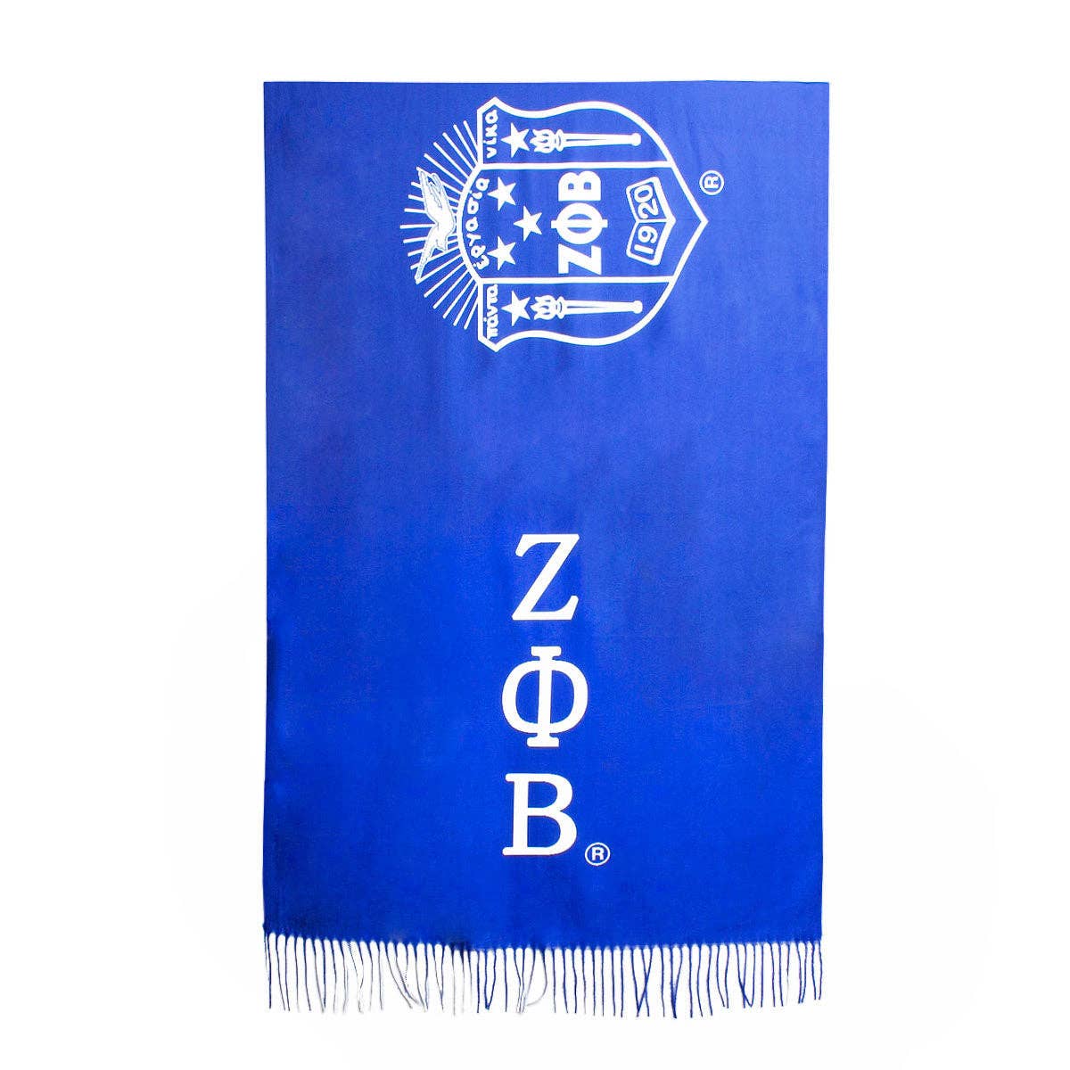 Azul e branco Cachecol Fashion Xale Fashion ZPB Sorority Blue Shield para venda a revendedores na Faire1