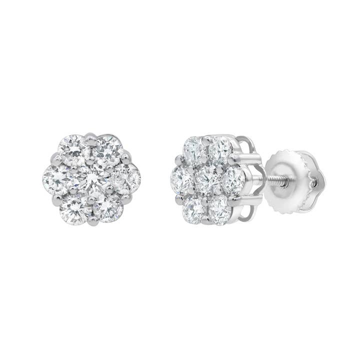 Meadow 14K White Gold Cluster Lab Grown Diamond Unisex Earrings - 0.38 Cts for wholesale by LuvMyJewelry (LMJ)