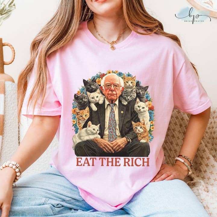 CVH DREAMY LTD - Vente Sweat-shirt à imprimés – femme - T-shirt Bernie Sanders Mangez les Riches, Tournée Contre l'Oligarchie