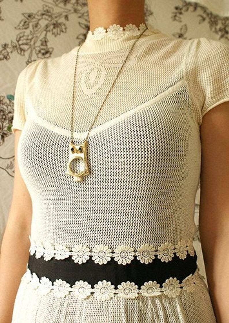 SORA DESIGNS - Wholesale Pendant/Charm Necklace - Owl Magnifying Glass Necklace -Matte Black Version4