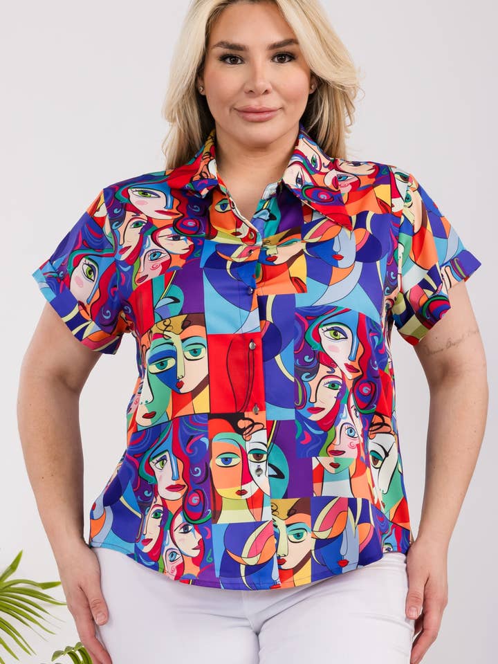 Plus Size Women Graphic Print Shirt for wholesale by Fashion Space