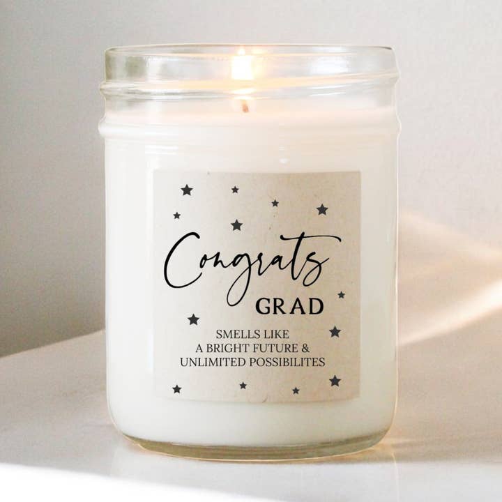 Congrats Grad Soy Candle / Graduation Gift for wholesale by THE DANCING WICK CANDLES