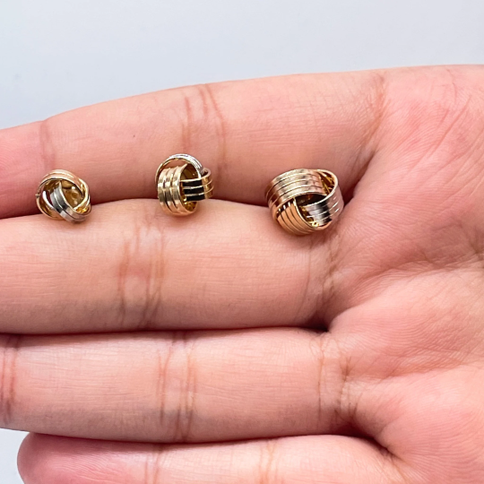 Milie – wholesale Stud/post earrings – 18k GF Tri Color Love Knot Stud Earrings7