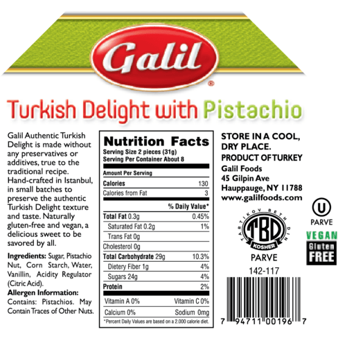 Galil Brands - Wholesale Gummy - Pistachio Turkish Delight | Octagon | 8.8 oz | Galil1