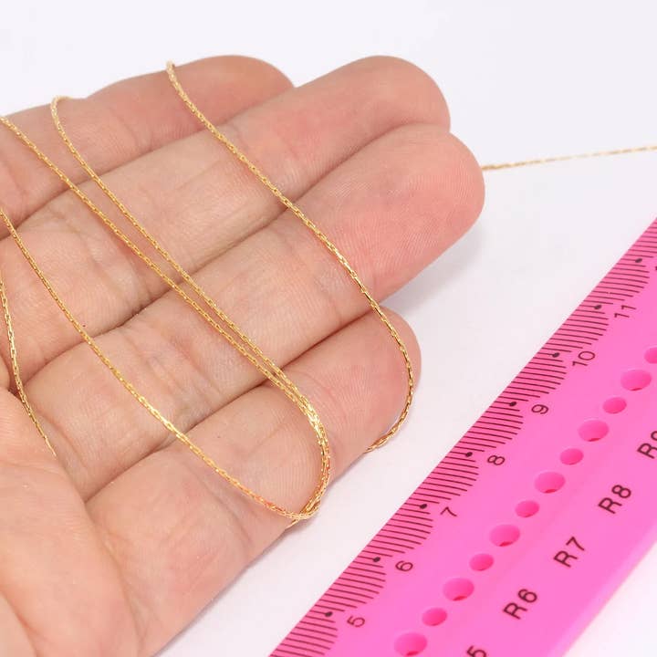 Chaînes de collier serpent fines en or brillant 24k de 0,75 mm, CHK560-1 pour la vente par QueenJewelryM
