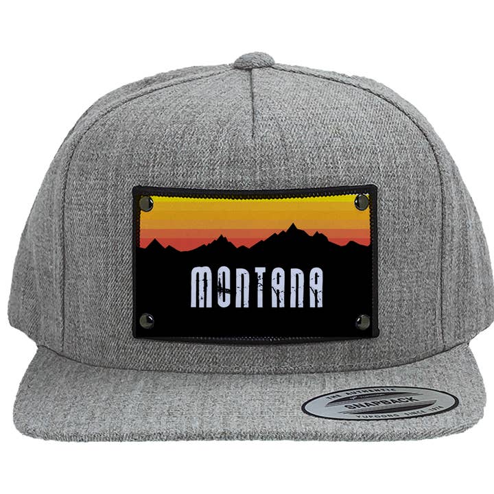 Montana Sunset on a YP5089 Heather Gray Hat for wholesale by Stryder Gear