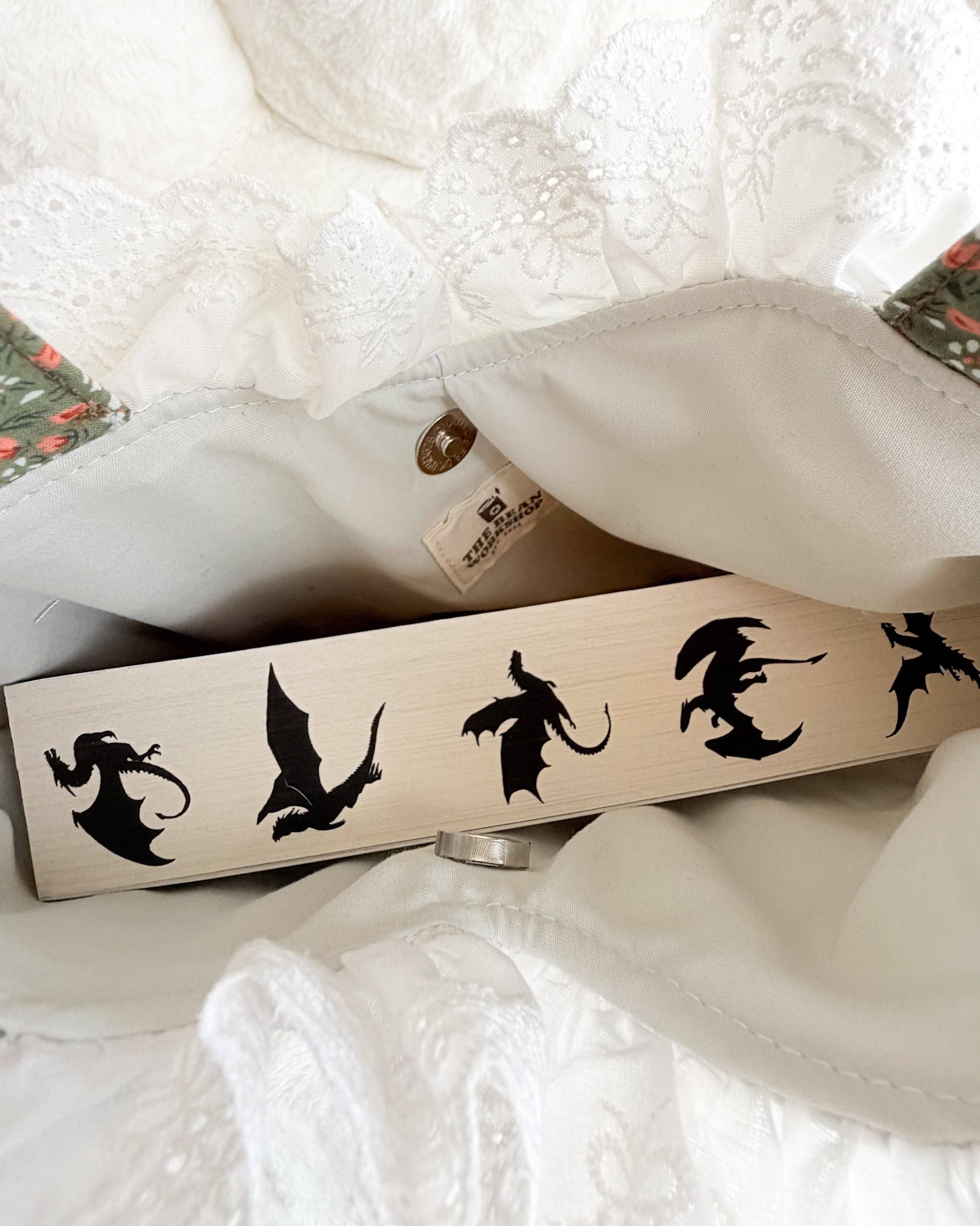 The Bean Workshop - Wholesale Tote Bag - Women's - Rather Be Reading Green Quilted Heart Tote Bag with Ruffled Lace Trimming3