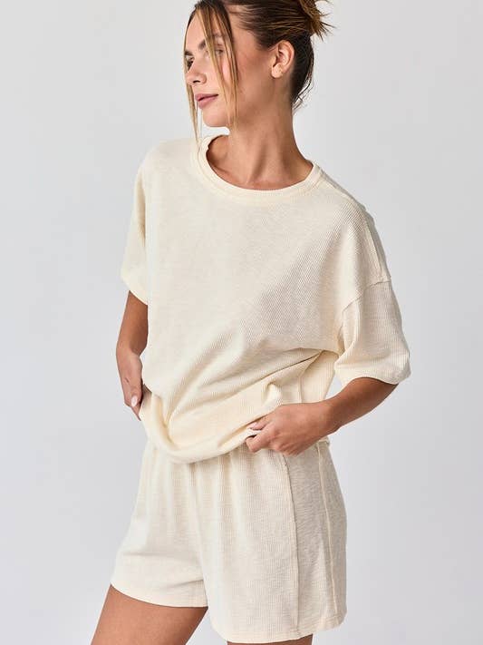 PT17861 - Amaya Textured Knit Top and Shorts Set for wholesale by Papermoon