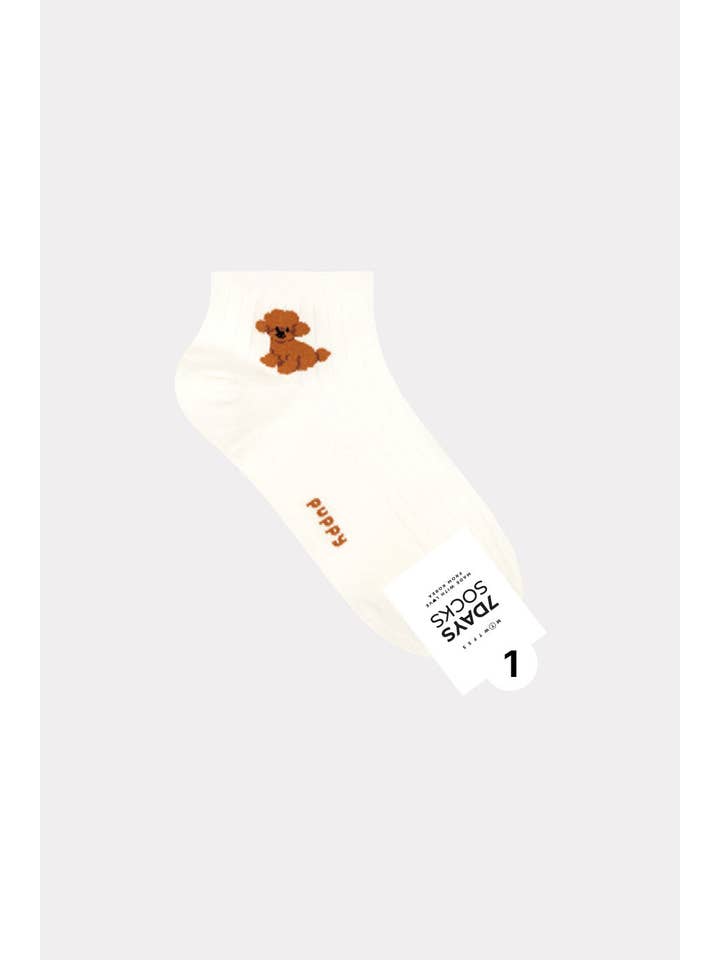 7DAYSSOCKS - Wholesale Socks - Women's - Women's Crew Puppy Friends Socks - Made in Korea