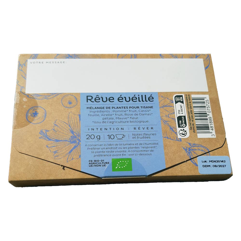 LE COMPTOIR D'HERBORISTERIE - Vendita all'ingrosso Tisane salutari e depurative - Infuso biologico « Rêve Awakened » 20 g da inviare come cartolina1