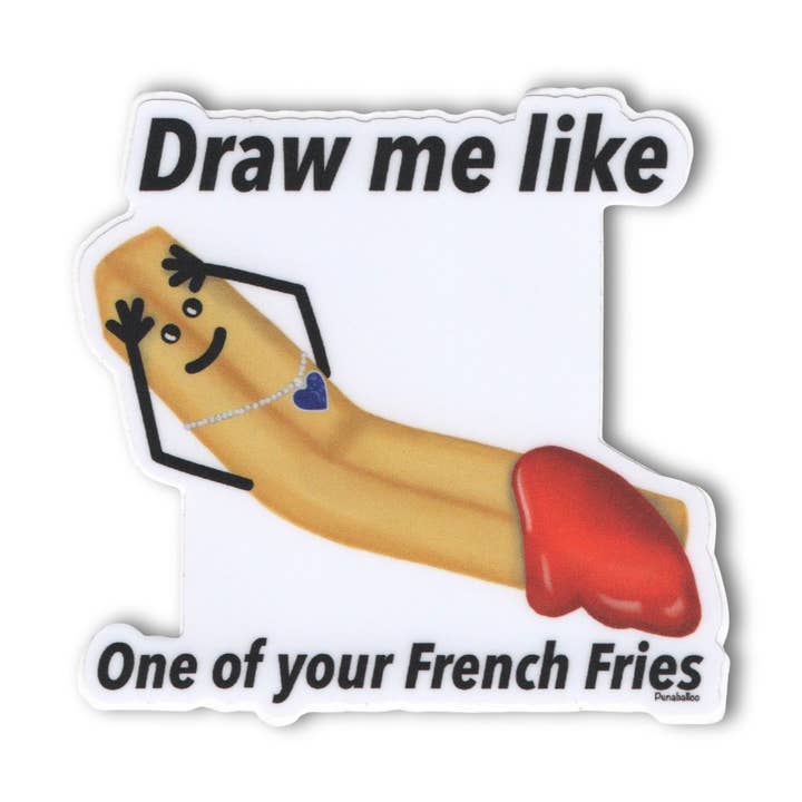 Pommes Frites Klistermærke | Vandflaske Dekal | Tegn Mig Som En for engroshandel hos Punaballoo