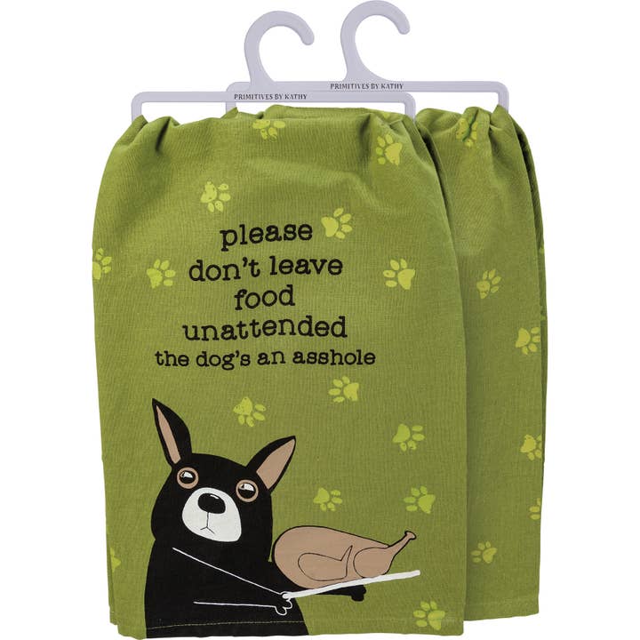 Primitives by Kathy - Wholesale Tea Towel - Please Don't Leave Food Unattended Kitchen Towel