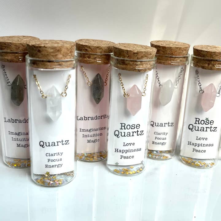 L Rae Charm - Wholesale Pendant/Charm Necklace - Quartz Gemstone Bullet Charm Gold Necklace 2