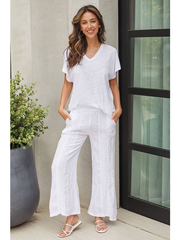 VENTI6 - Wholesale T-Shirt - Women's - OVERSIZED V NECK LINEN T SHIRT (OL1067)7