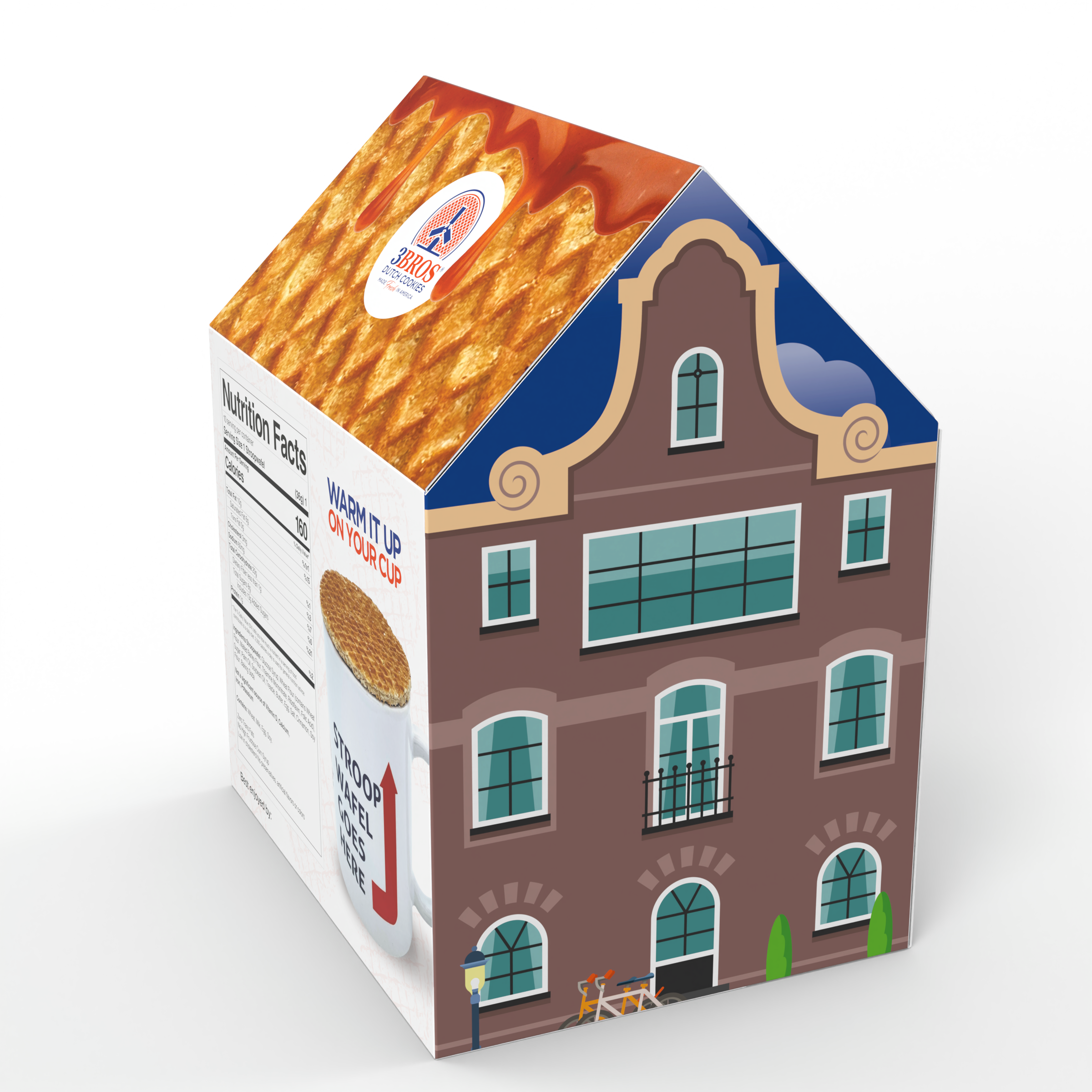 3Bros - Vente Présentoir de commerçant - Nourriture et boissons - PRÉSENTOIR AU SOL avec Stroopwafels dans une maison de canal à Amsterdam3