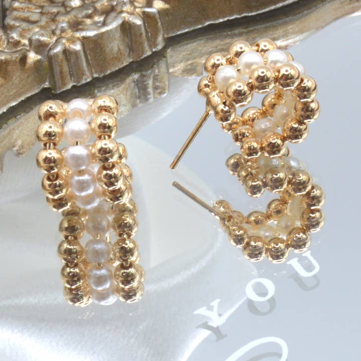 Brincos de pérolas com contas por atacado de Graceful Jewels co.