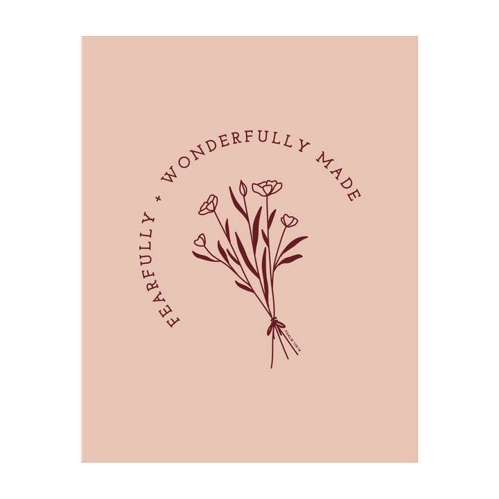 Fearfully and Wonderfully Made Print (Peach) for wholesale by The Anastasia Co