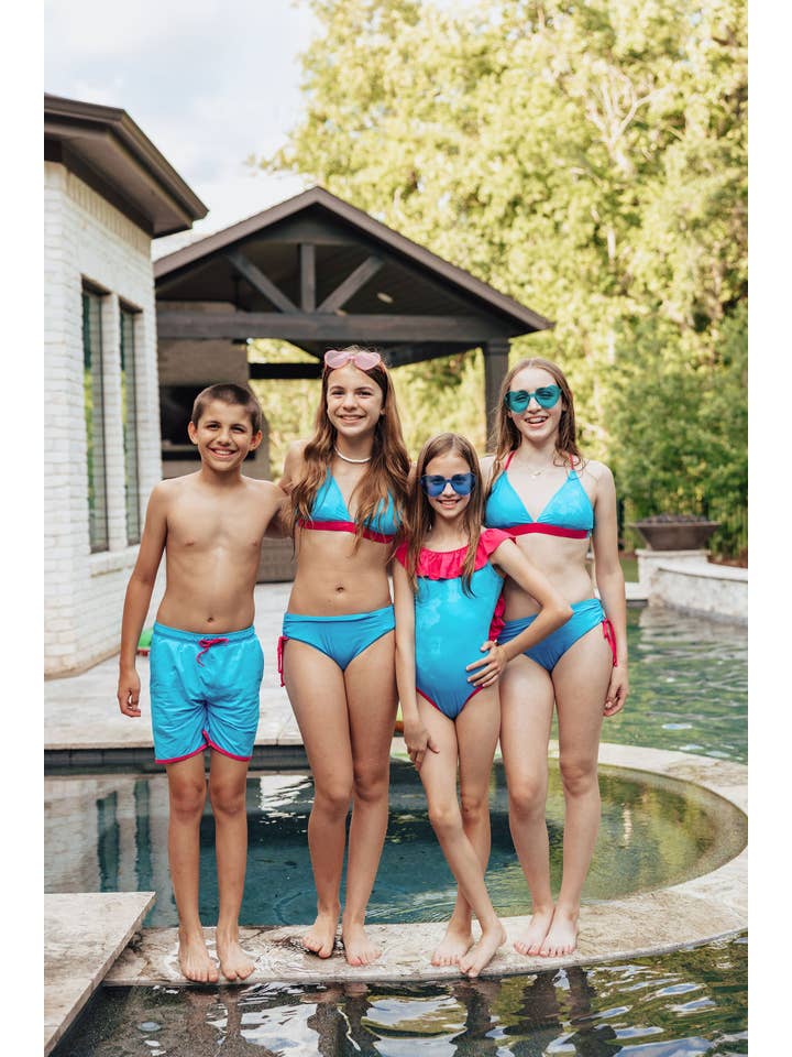 Navalora – wholesale Badshorts – Barn – Pojkens Miami Vibes Rosa och Blå Badbyxor