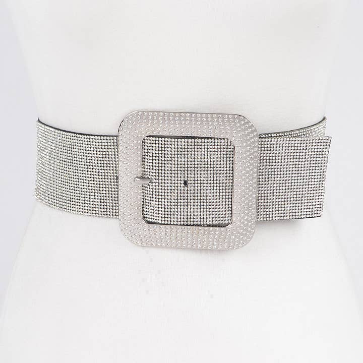 Rhinestone Buckle Plus Size Elastic Belt for wholesale by 3AM BY H&D ACCESSORIES
