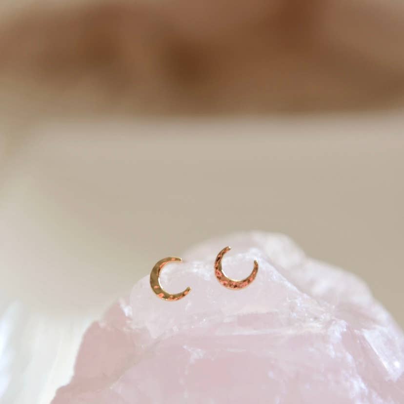 Oh So Lovely – wholesale Stud/post earrings – Hammered Crescent Moon Studs1