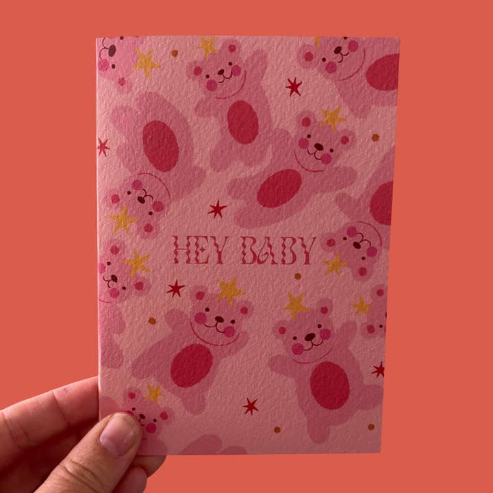 Hey Baby! New baby girl card  for wholesale by Piece of the Peach
