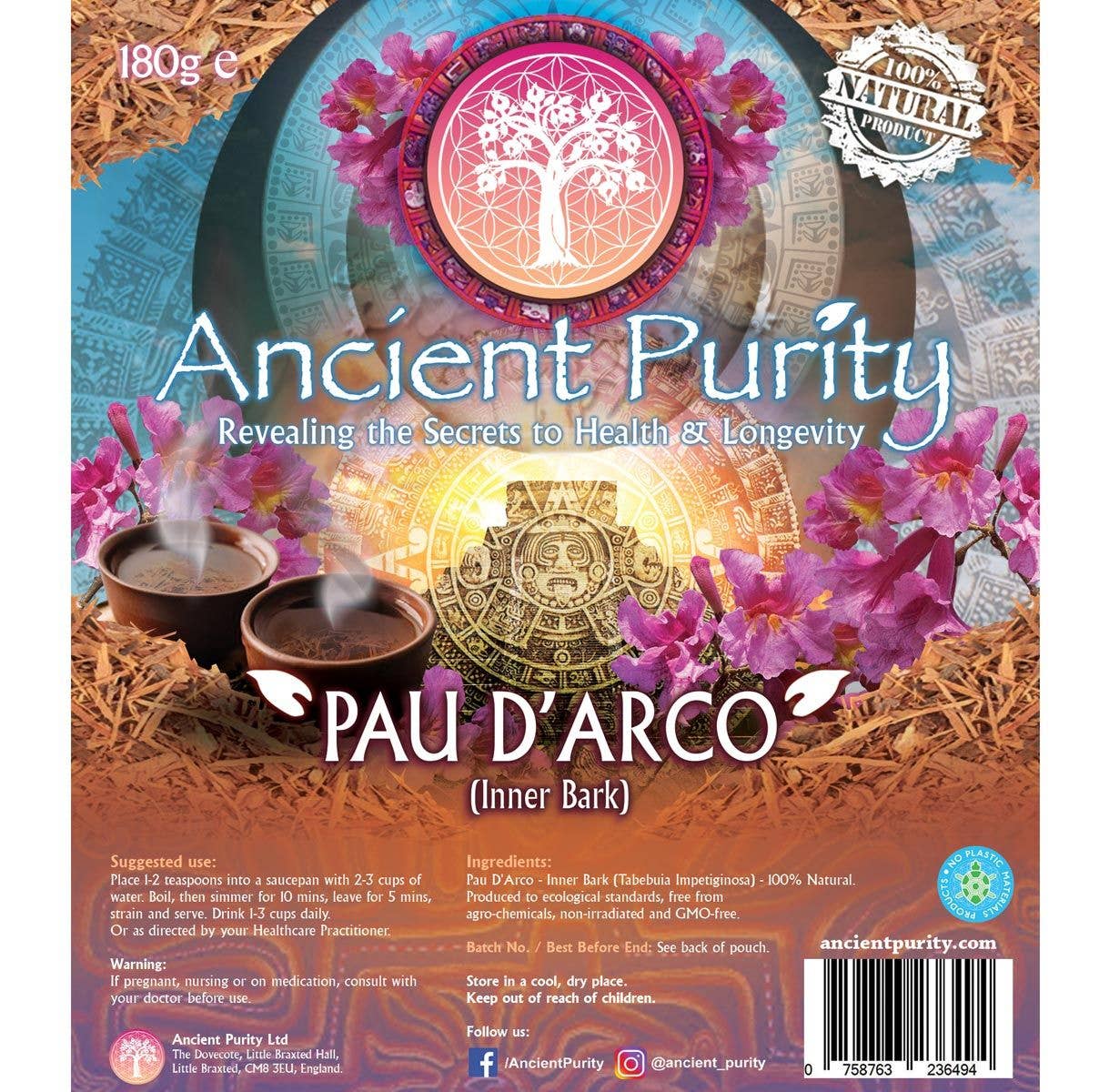 Ancient Purity – wholesale Löst te – Pau d'Arco 180g (Inre Bark) Mitokondrier / NAD+/ Brun Fett2