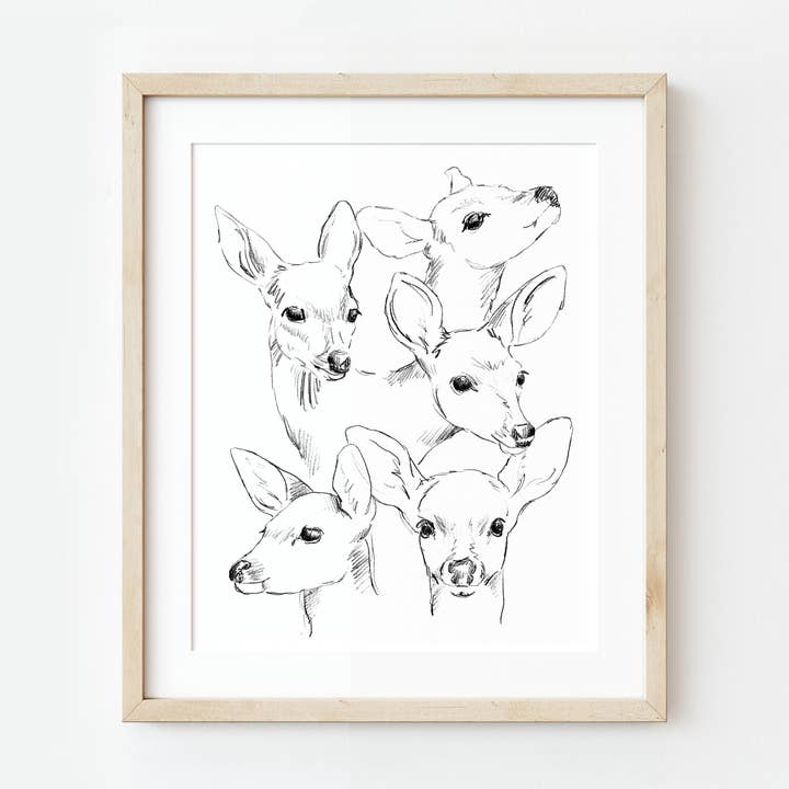 Fawn Illustration Sketch Art Print for wholesale by NorthHouse Creative Co.