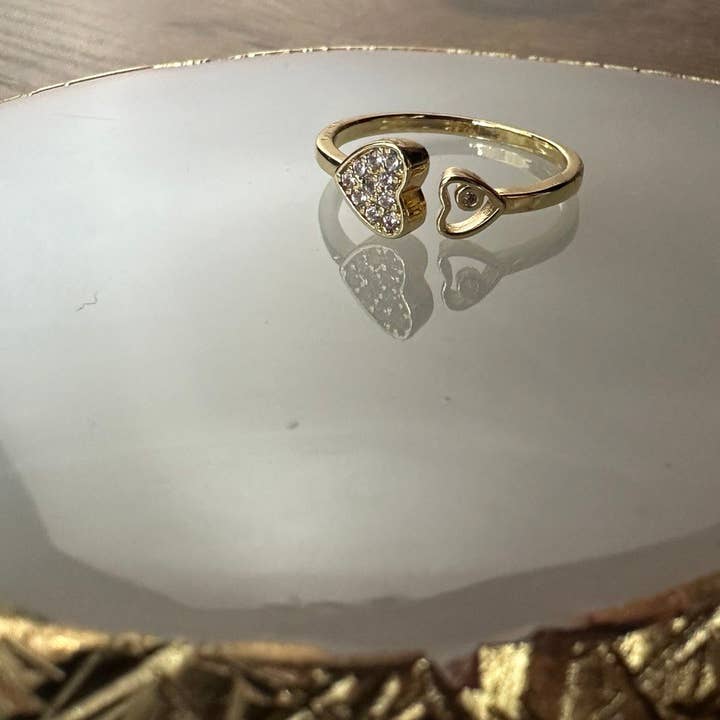 Gemscape UK – wholesale Multi-stone ring – Twin Heart Open Ring - Gold5