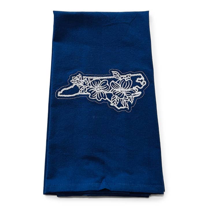 Towel - NC State with Dogwood Design on Navy for wholesale by Vibrantly Blue
