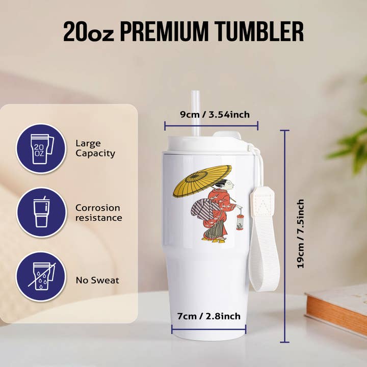 3dRose - Wholesale Insulated Mug/Tumbler - 3dRose, Print of Geisha Woman With Parasol And Lantern, Tumbler1