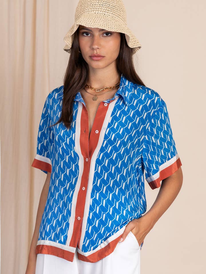 CHEMISE IRWIN BORDER lisboa bleu pour la vente par Maison Anje