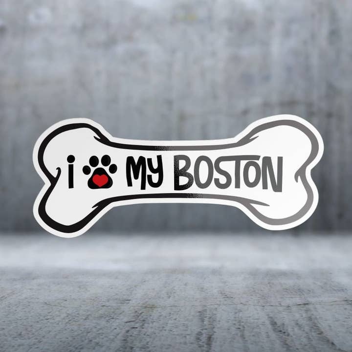 J'aime mon Boston - Autocollant pour la vente par Two Feet Treats