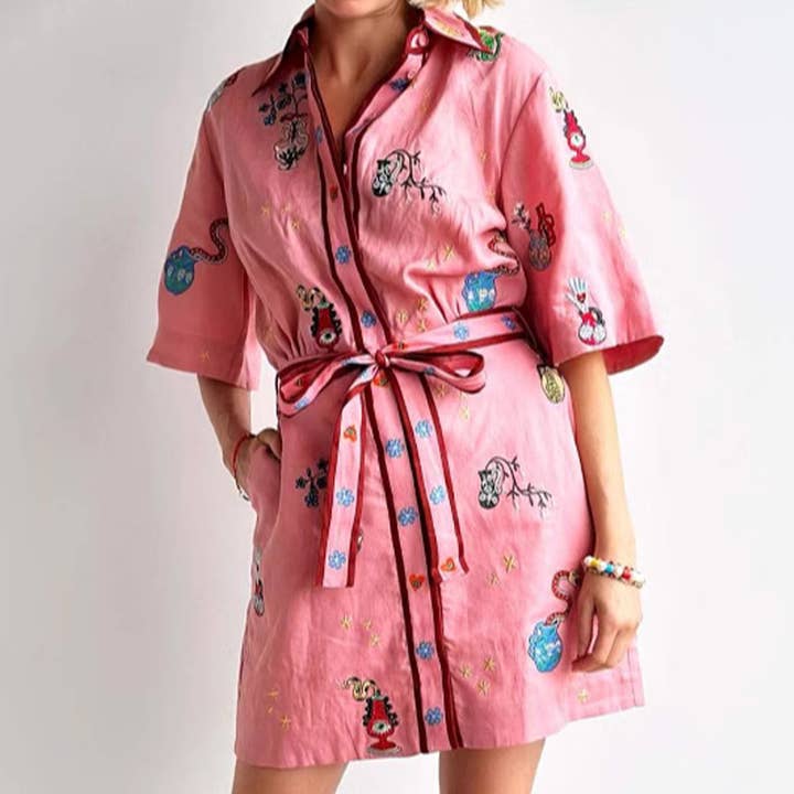 Casual fashion linen temperament shirt dress for wholesale by Lily Clothing