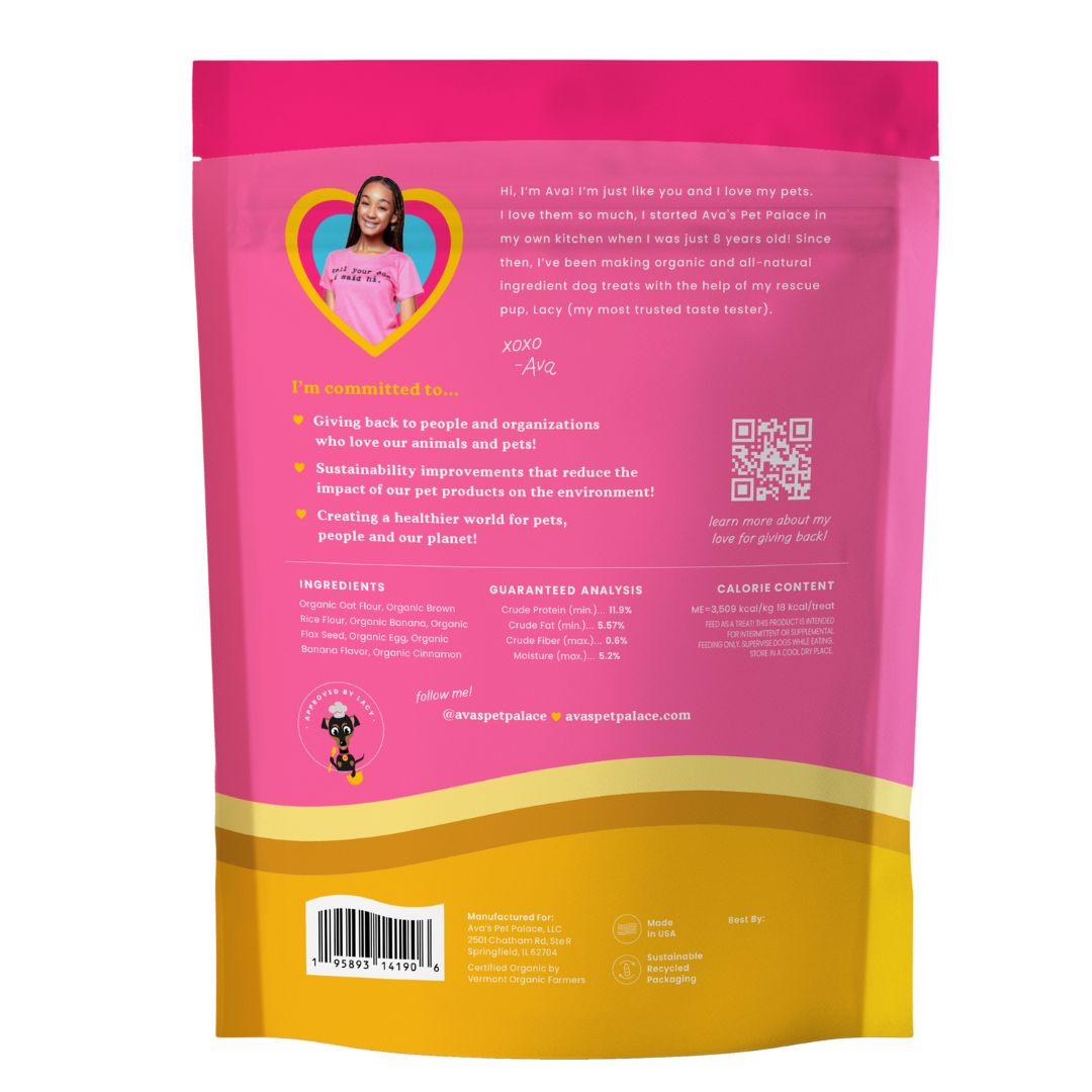 Ava's Pet Palace - Wholesale Pet Treats - Dog - Organic Baked Dog Treats - Gone Bananas4