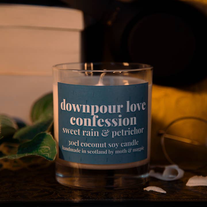Downpour Love Confession | Handmade 30cl Bookish Candle for wholesale by Moth & Magpie