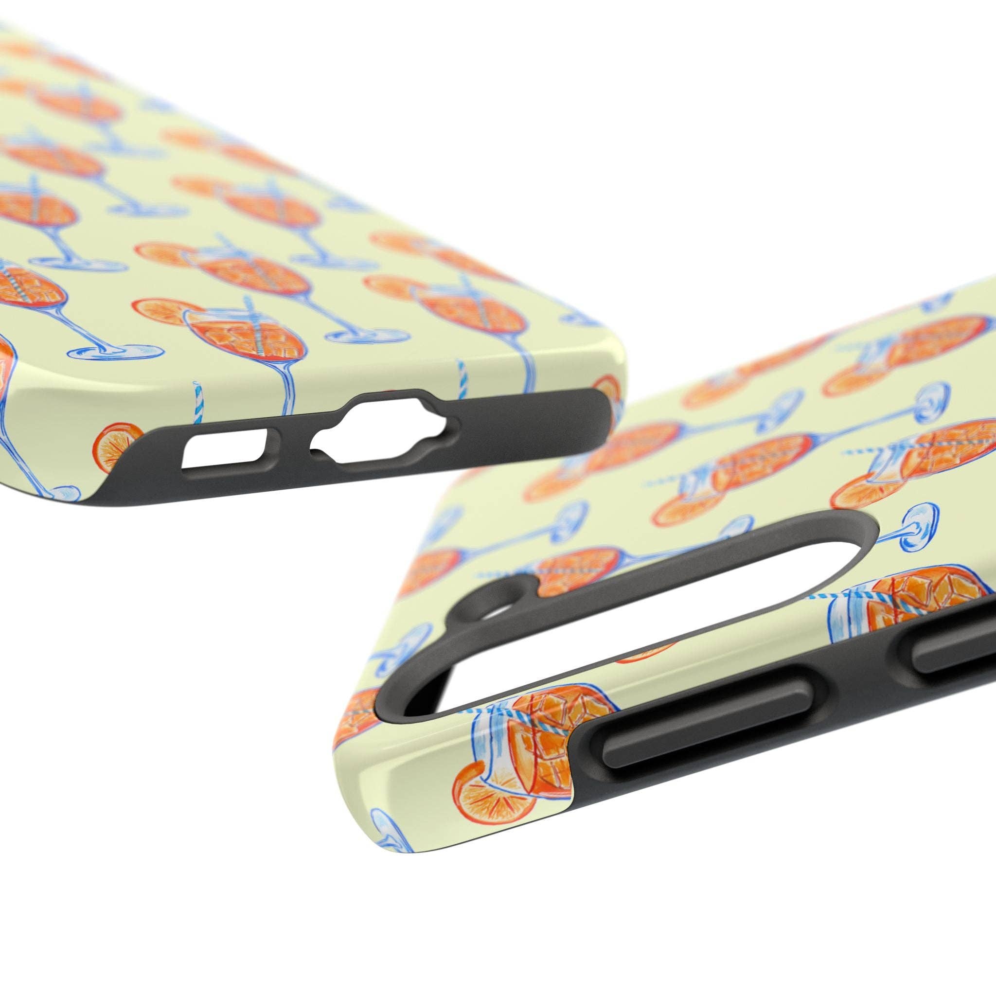 Shop Art by Audrey - Wholesale Phone Case - Women's - Lemon Yellow Orange & Blue Aperol Spritz Watercolor Patterned Tough Phone Case | Various Models52