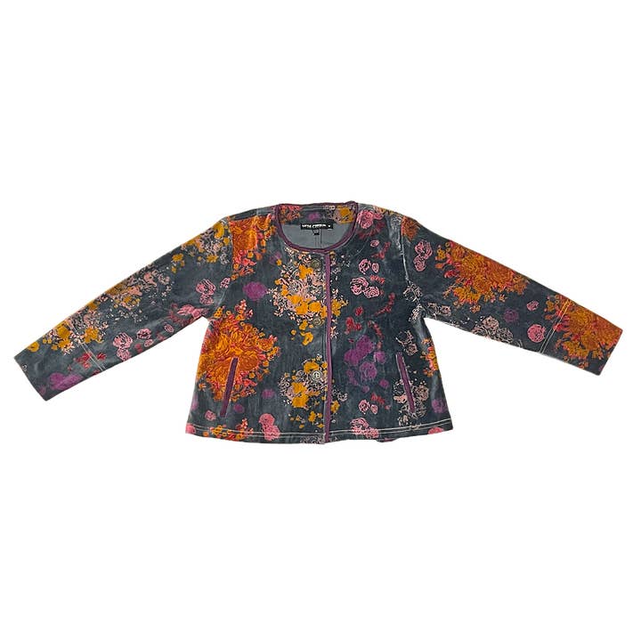 Giacca in Velluto con Grandi Rose Ricamate per la vendita all'ingrosso da parte di Little Journeys Chicago