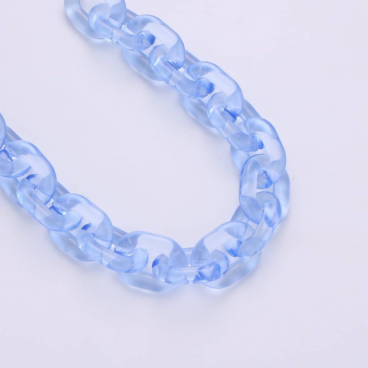 Aim Eternal - Wholesale Link & Chain Necklace - 1X Clear Oval Acrylic Link Chain, Translucent Plastic Chain, Chunky Necklace Chain with Open Links Size 23.8mm x 18.8mm5