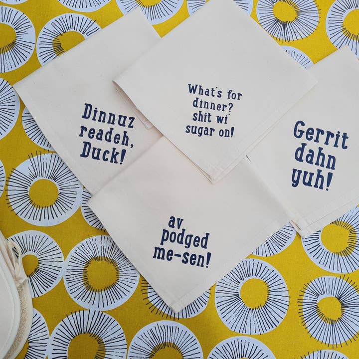 Nottingham dialect Cloth napkins set of Four for wholesale by Dukki Gifts