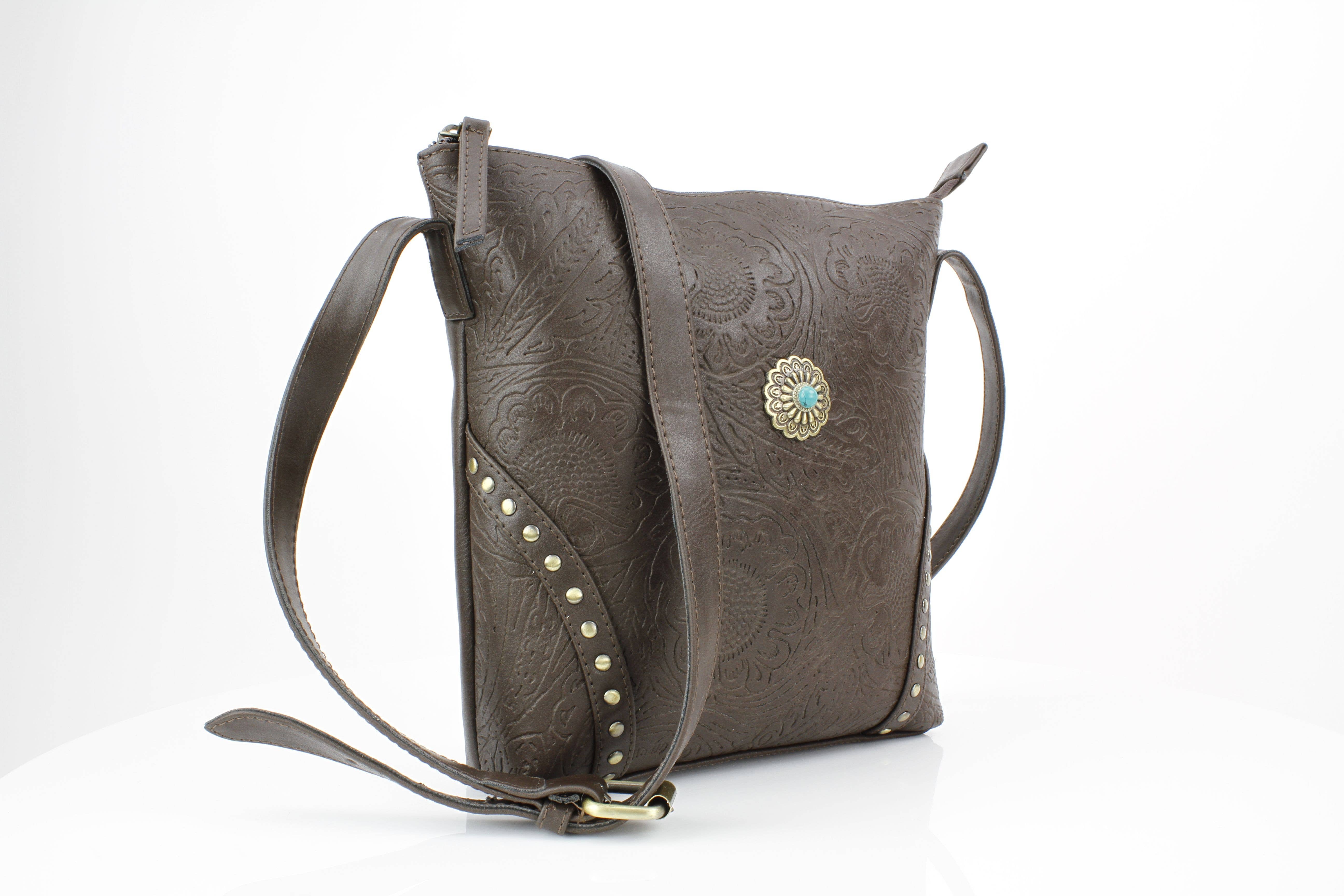 Leather Impressions Inc – Engroshandel Messenger bag – Kvinder – Vegansk læder filigran messenger med concho RMHB 40 25041