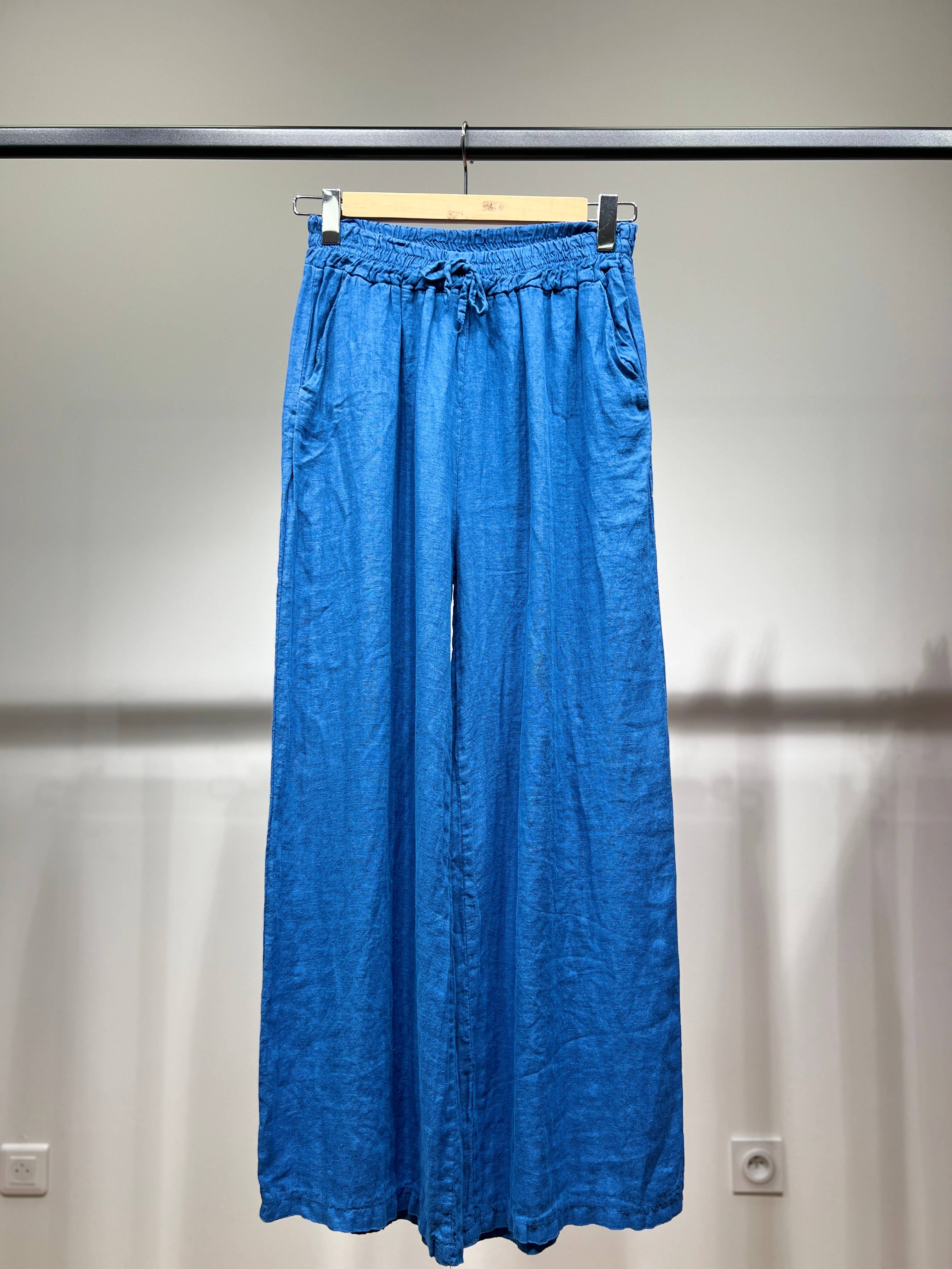 L'Emotion - Wholesale Pants - Women's - Wide Leg Elastic Waist Drawstring Pants 100% Linen18