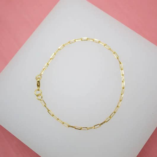18K Gold Filled 2mm Paper Clip Link Bracelet (I354) for wholesale by MIA Jewelry