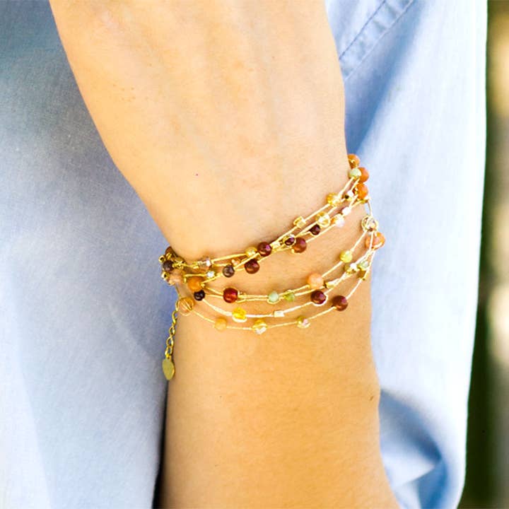 Marquet - Wholesale Beaded Bracelet - Reena Silk and Stone Bracelet with Printed Retail Price1