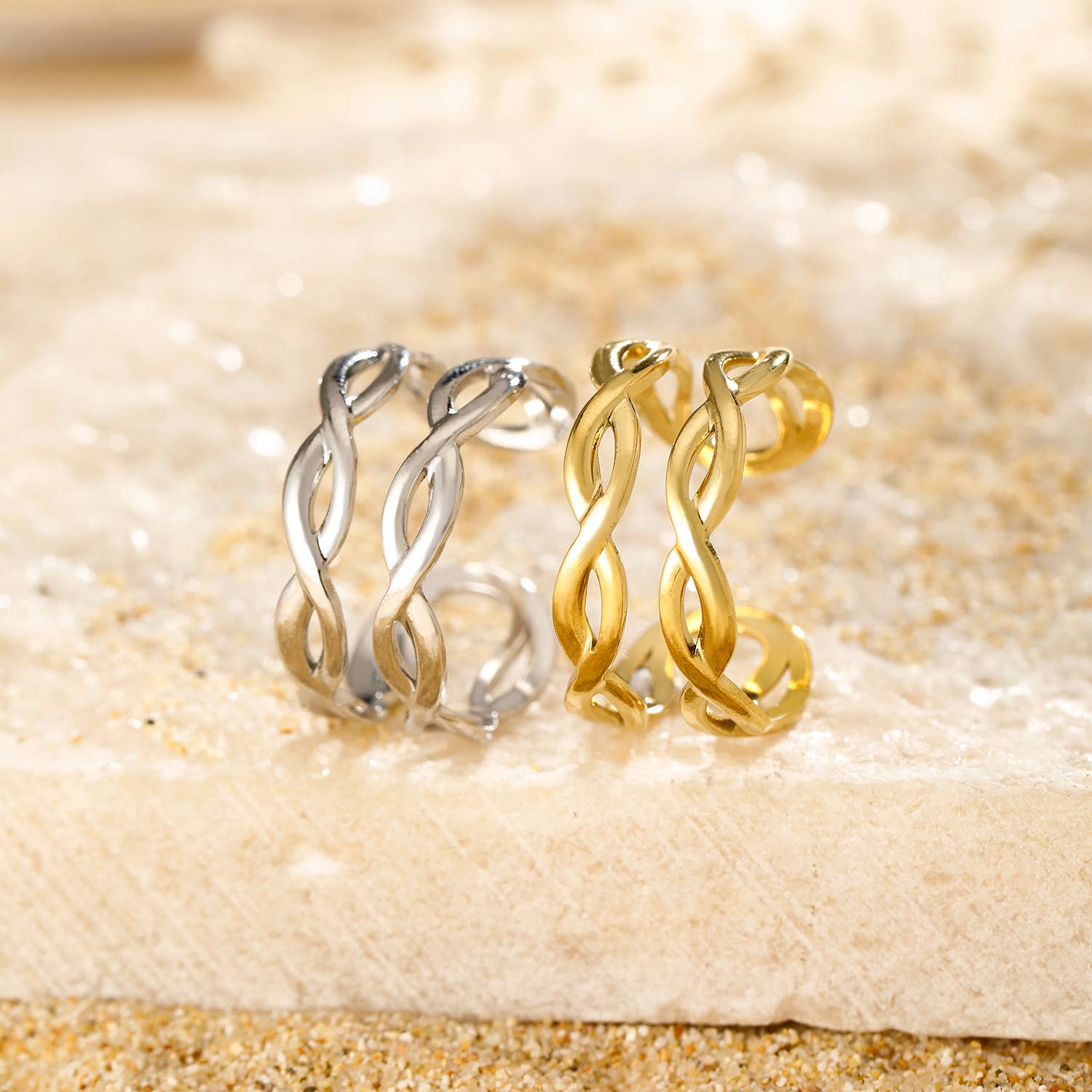 Kapyco – Großhandel Band/Stapelring – Verstellbarer Edelstahlring in Gold oder Silber – BG3101362