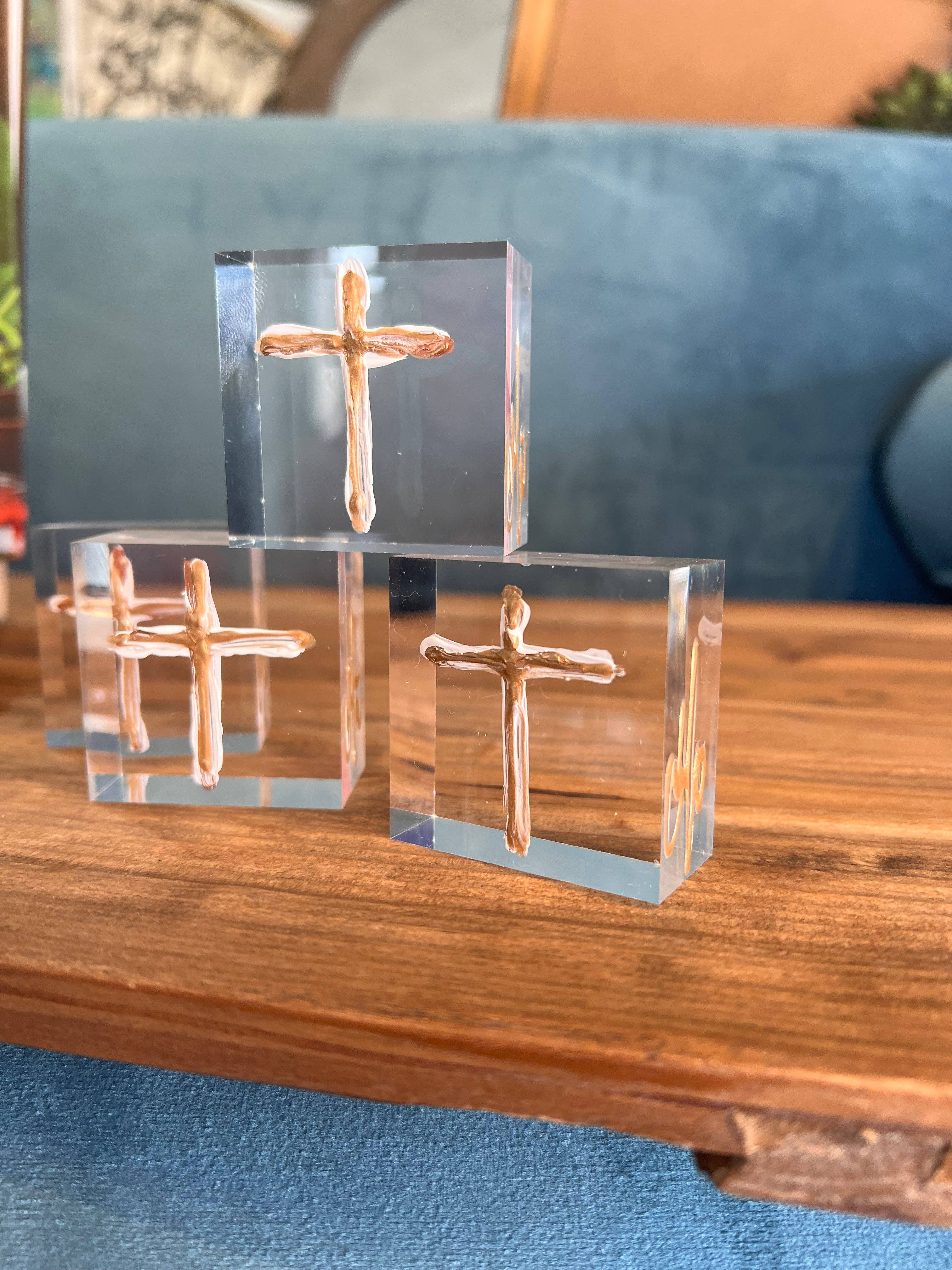The Painted Petal - Wholesale Decorative Tabletop Object - Lucite Cross2